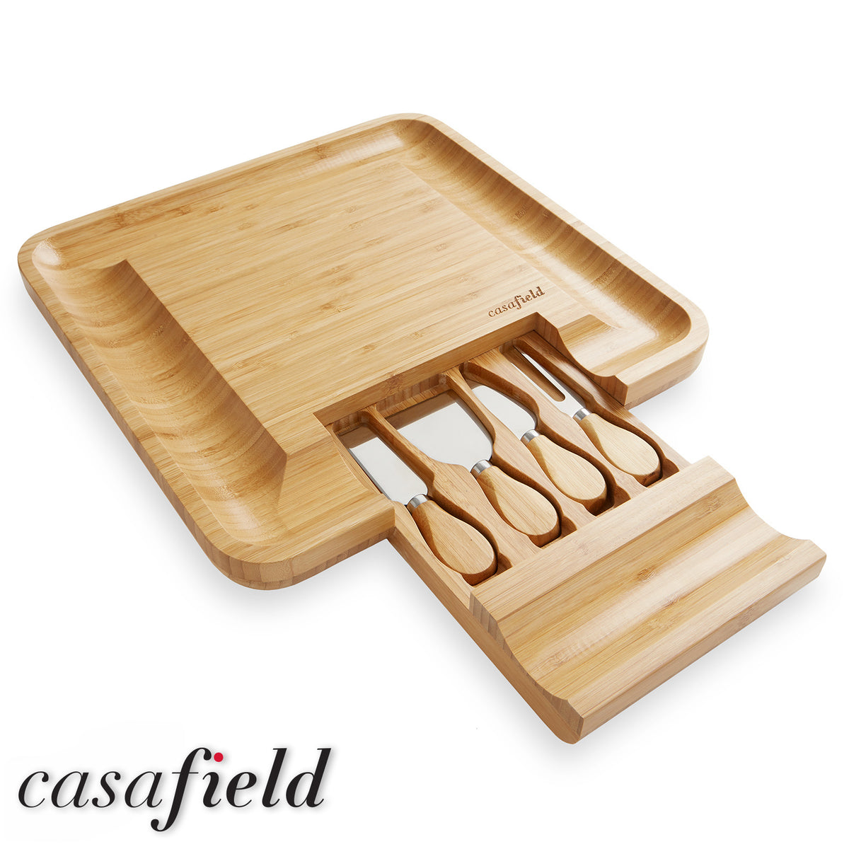 Expandable bamboo cutting board set with Trays and LIDS for