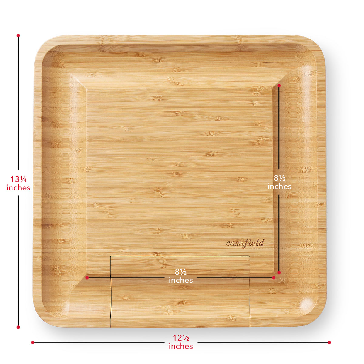 Casafield Bamboo Cutting Board Set with Food Storage Trays and Lids, Brown