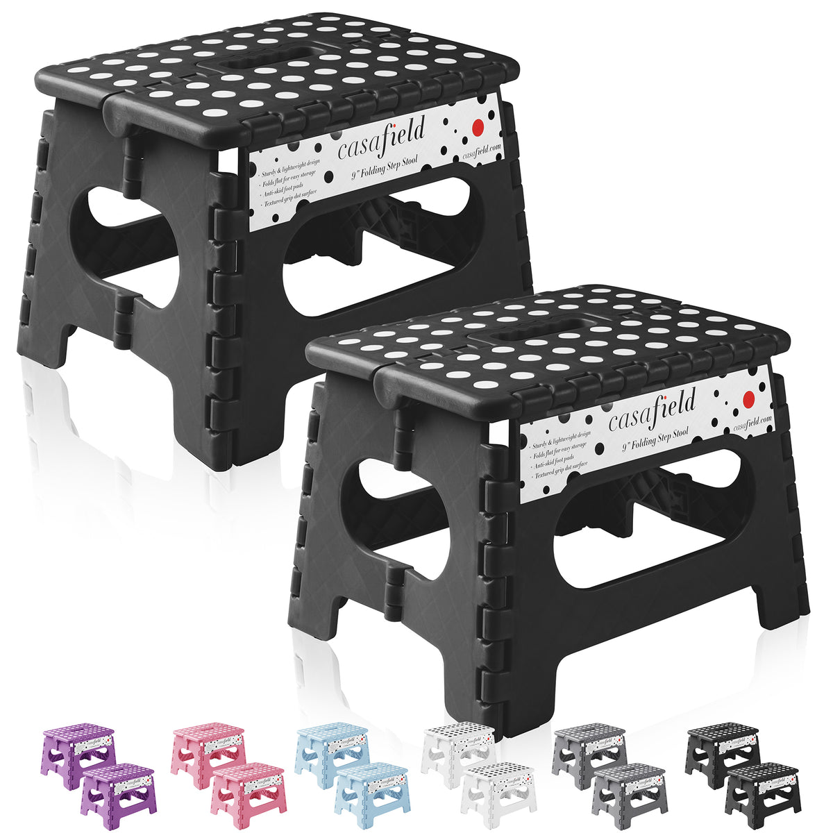16 Inch Step Stool Folding Step Stools with Handle (Set of 2) – Casafield.com