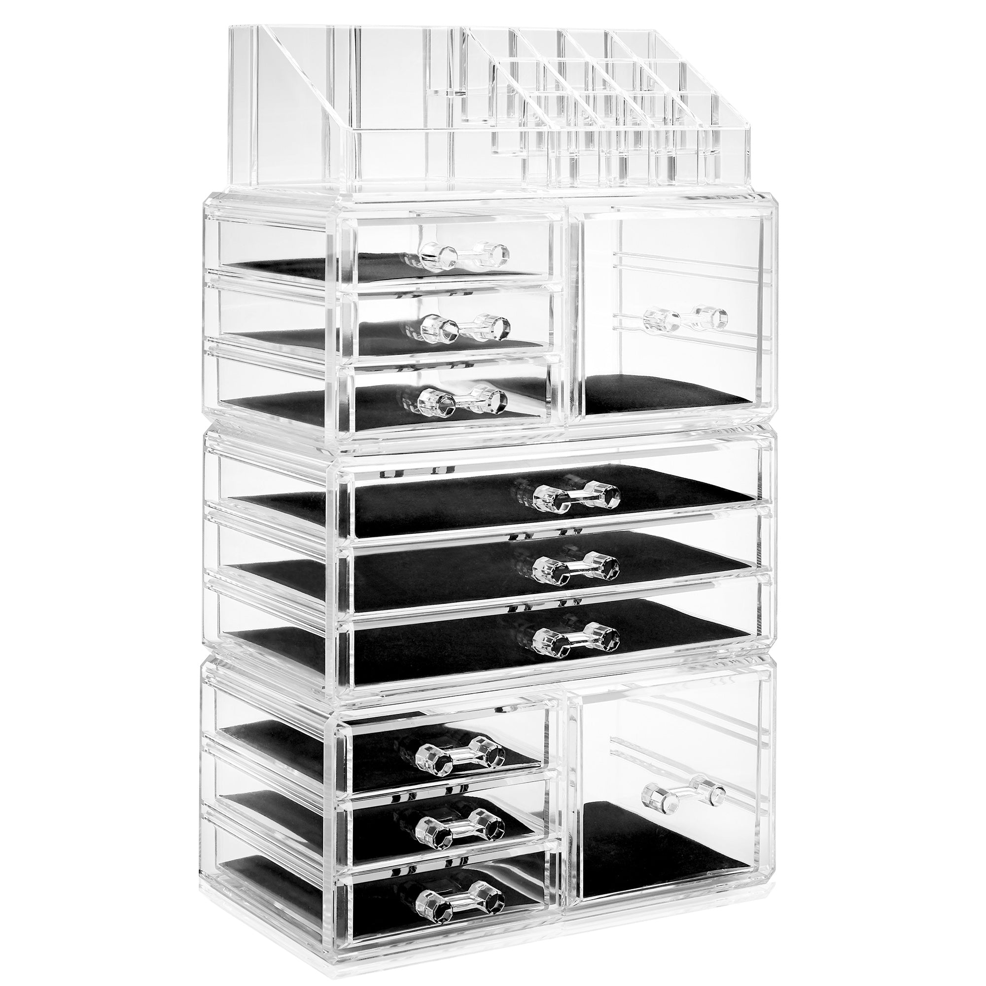 Casafield Makeup Storage Organizer, Clear Acrylic Cosmetic & Jewelry  Organizer with 4 Large and 2 Small Drawers